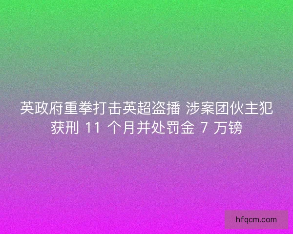 英政府重拳打击英超盗播 涉案团伙主犯获刑 11 个月并处罚金 7 万镑